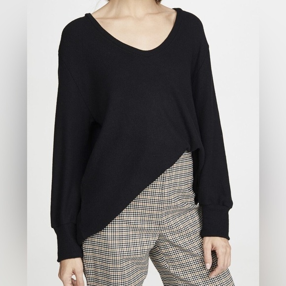 Enza Costa Oversized Slouchy Ribbed Long Sleeve Lounge Sweater Large Gray Blue - Picture 13 of 14